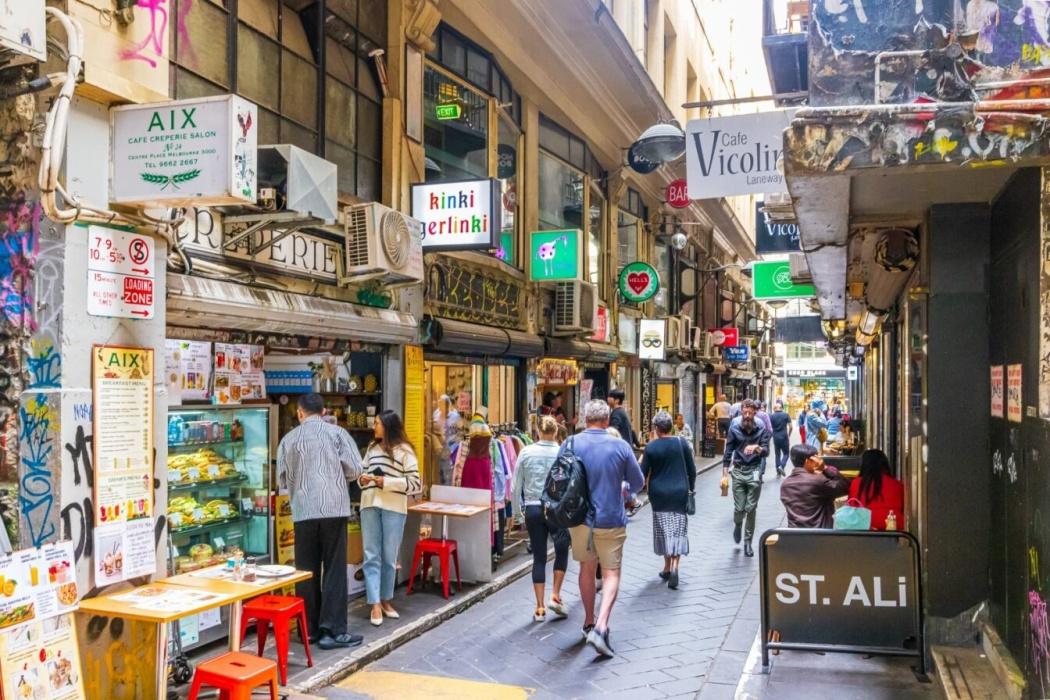 Centre place laneway with cafes on each side