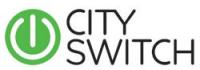 Green power button icon and copy that reads "CitySwitch "
