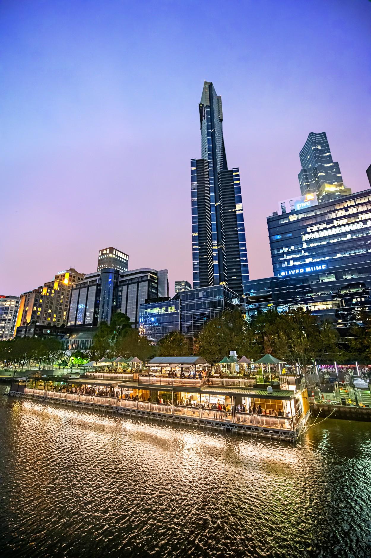 The Yarra river with establishments and buildings in the background