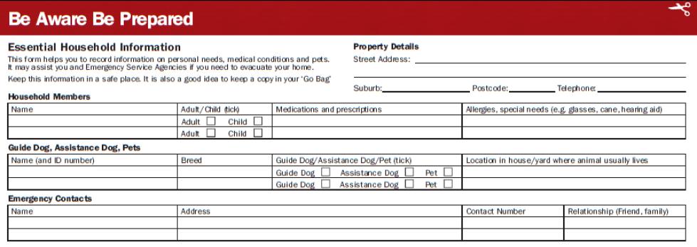 Form for "essential household information"