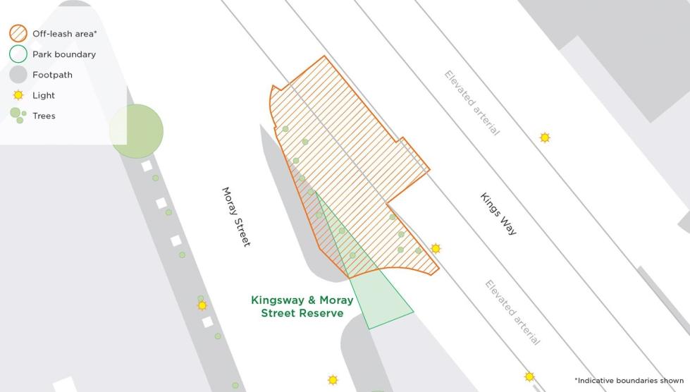 Off-lease map of Kings Way and Moray Street Reserve