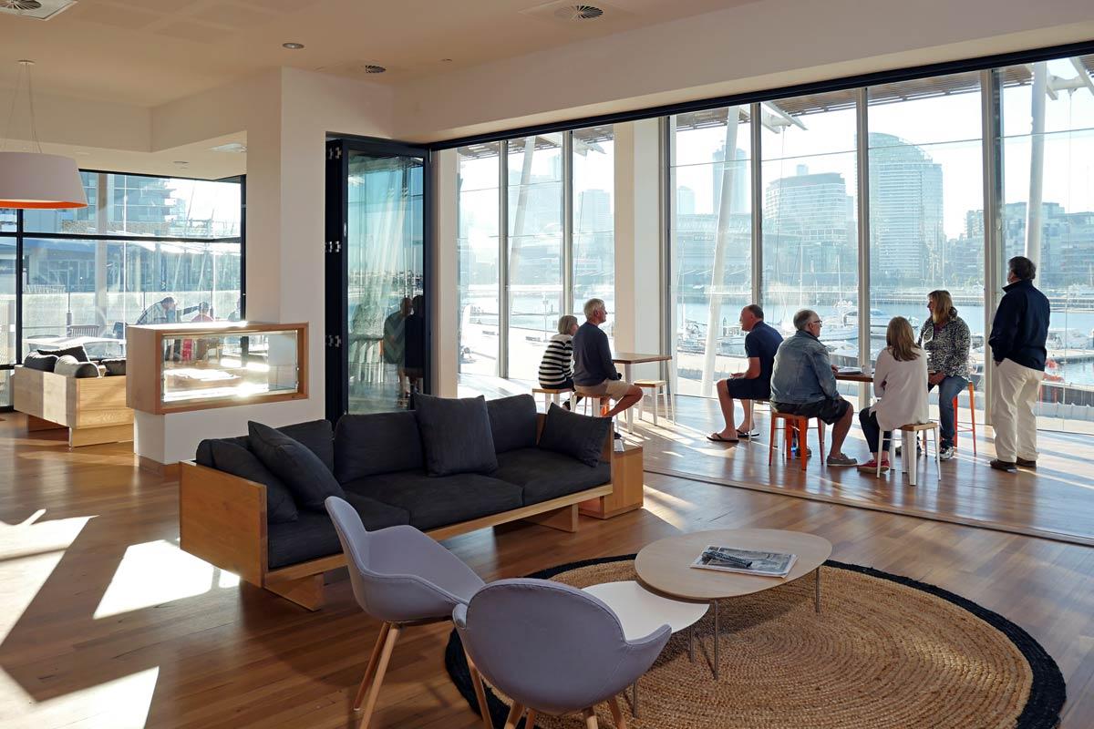 Group celebrating in Melbourne City Marina lounge room