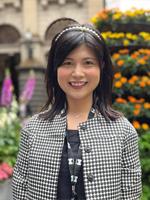 My Melbourne ambassador Huimin Kristy Feng, standing in front of Melbourne Town Hall.