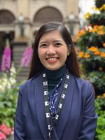 My Melbourne ambassador Ngan Nguyen, standing in front of Melbourne Town Hall.