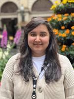 My Melbourne ambassador Srishti Sharma, standing in front of Melbourne Town Hall.