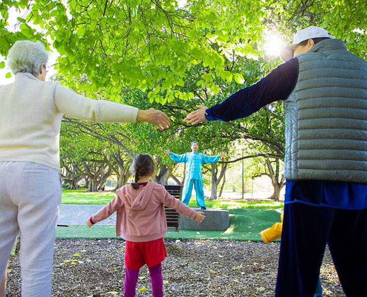 People doing tai chi in park